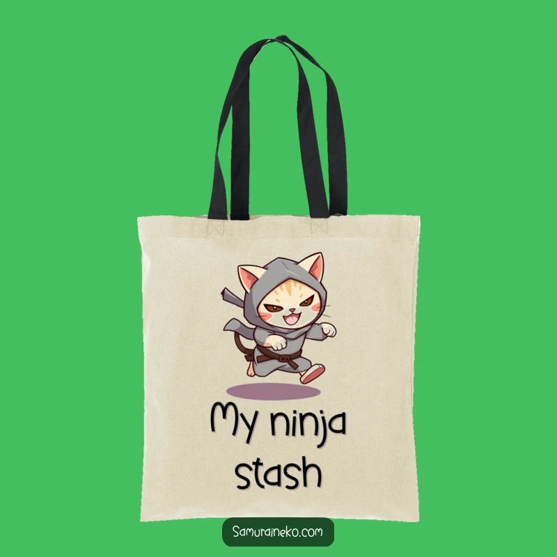 Funny Cat Ninja Tote Bag: Carry Your Essentials with Stealth, Perfect Gift