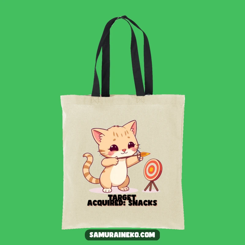 Funny Cat Archer Tote Bag - Tiny Arrow Target Practice Carryall