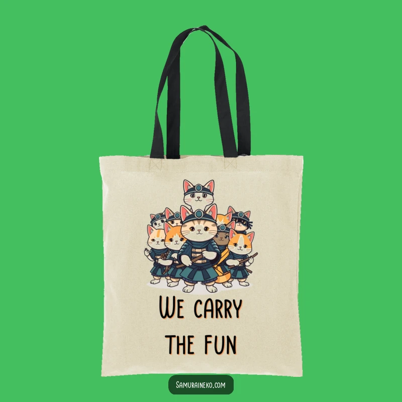Funny Cat Samurai Fun Tote Bag: Carry Your Playful Spirit